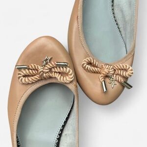 Circus by Sam Edelman Ballet Ava Flats Tan Bow Charms Size 8.5 Coquette Feminine